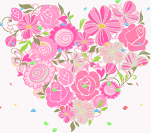 Gif animé coeur de fleurs